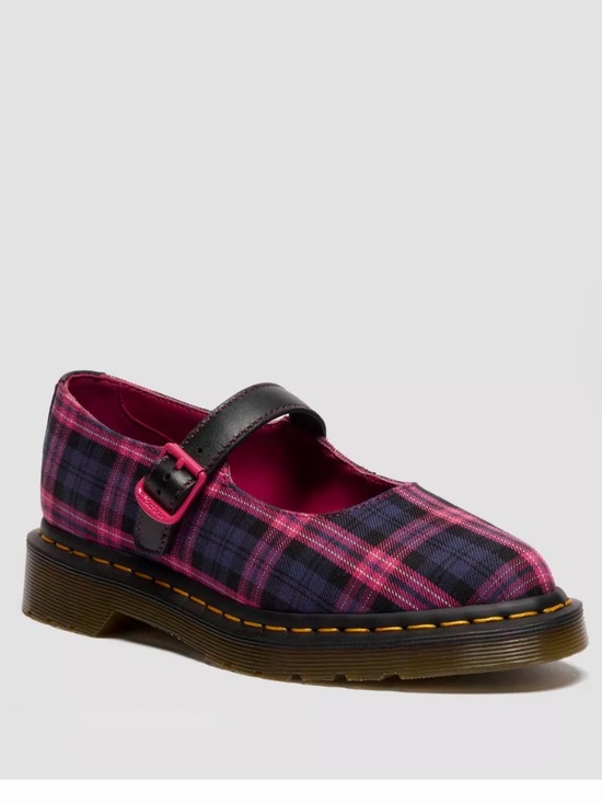 Dr. Martens Shoes - Dr. Martens ELPHIE MARY
JANE TARTAN Pink / Black 
SHOES Sz 8 women’s New in Box